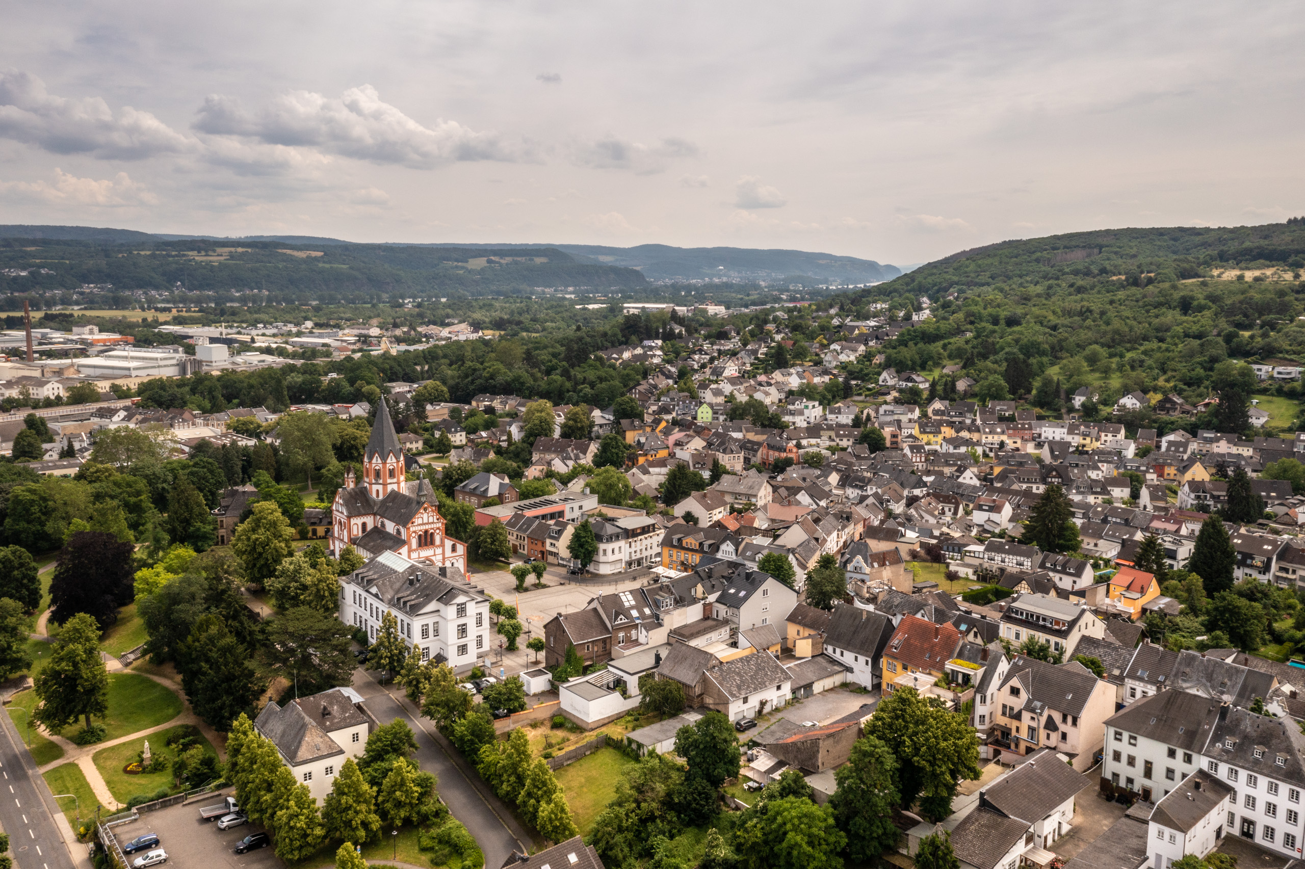 Blick von oben auf die Innenstadt von Sinzig